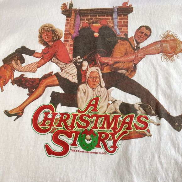A Christmas Story Shirt Men's Medium Throwback White Tee Graphic Print Holiday - Picture 2 of 15